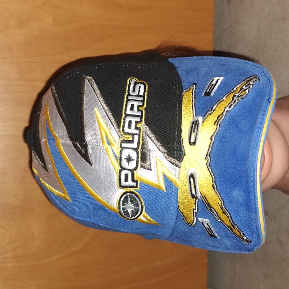 Vtg Polaris Edge Mens Racing All over Embroidered Strapback Hat Cap